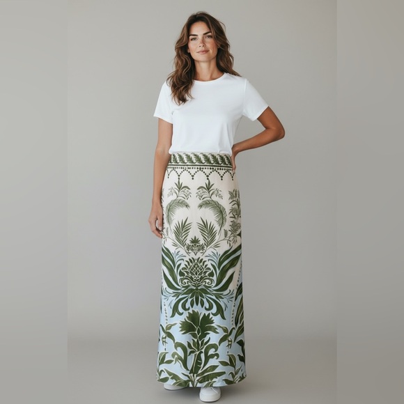 Parker the Bell Dresses & Skirts - Floral Green and White Women's Skirt